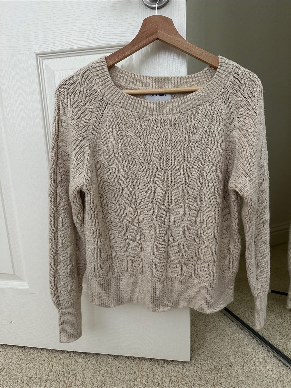 Old Navy Women's Textured Crewneck Sweater in Beige